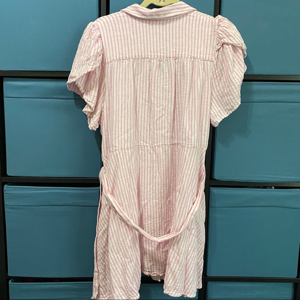 Alexis + Target Striped short sleeve linen tulip sleeve shirt dress size 1x - Picture 3 of 9